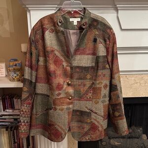 Coldwater Creek Multicolor Geometric Blazer: Size W20
